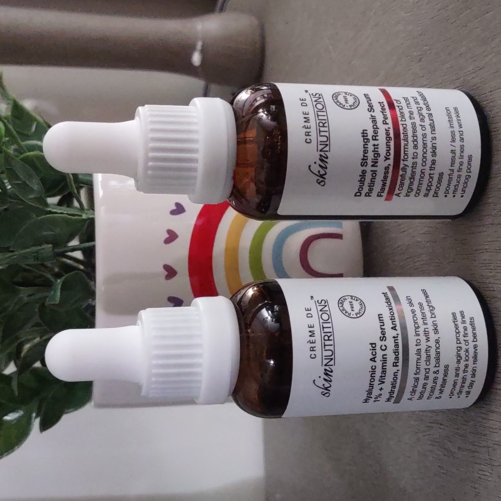 Hyaluronic acid+vitamin C serum and retinol serum duo